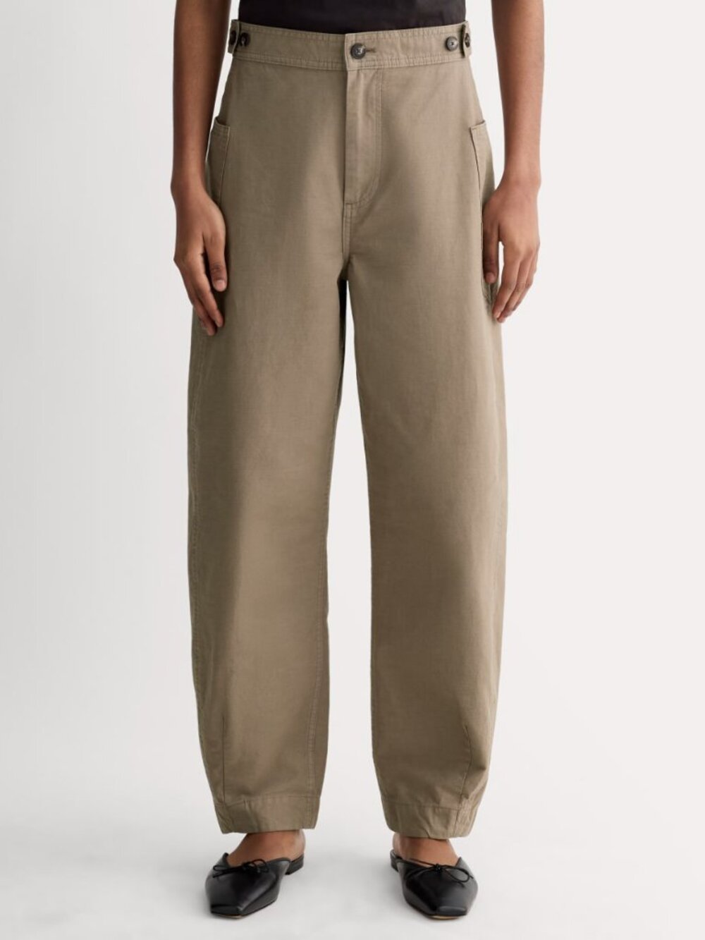 Everlane Fatigue Barrel Pants Taupe Brown Organic Cotton Size 12